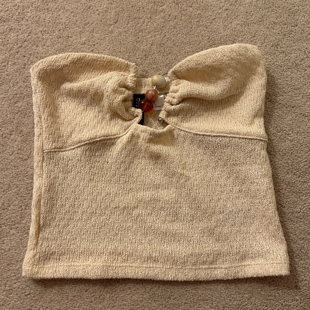 h&m cream tube top